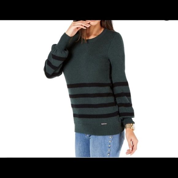 Michael Kors Womens Striped Pullover Sweater Green Size S NWT - Picture 2 of 11